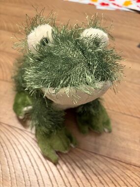 GANZ Green Fuzzy Frog Plush Small Pet Toy